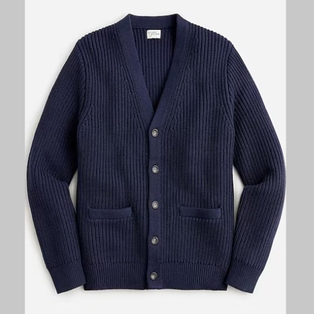 J. Crew Heritage cotton shaker-stitch cardigan sweater M